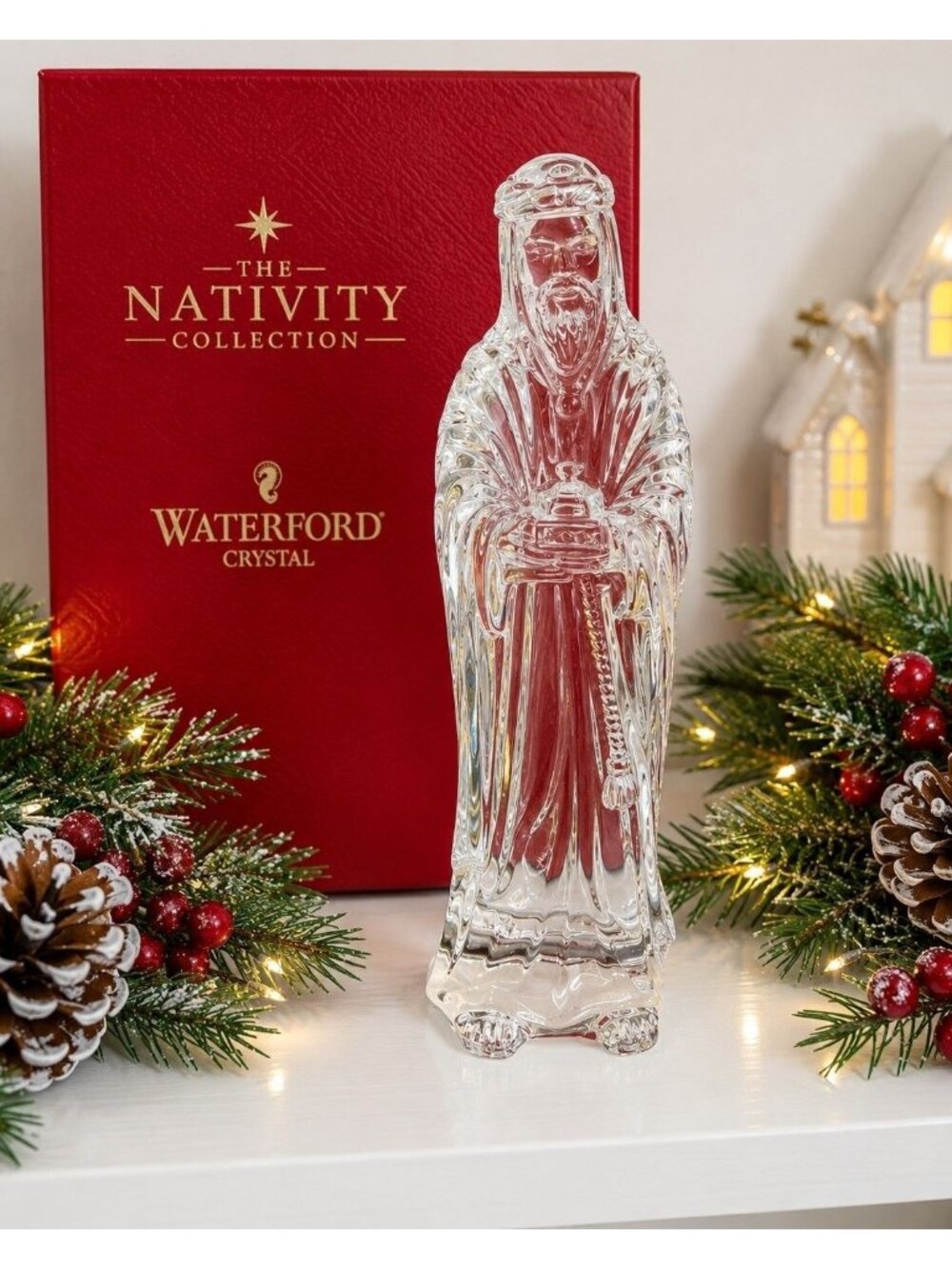 Waterford Crystal Nativity Gaspar Wise Man 6.75" Ireland Original Box
